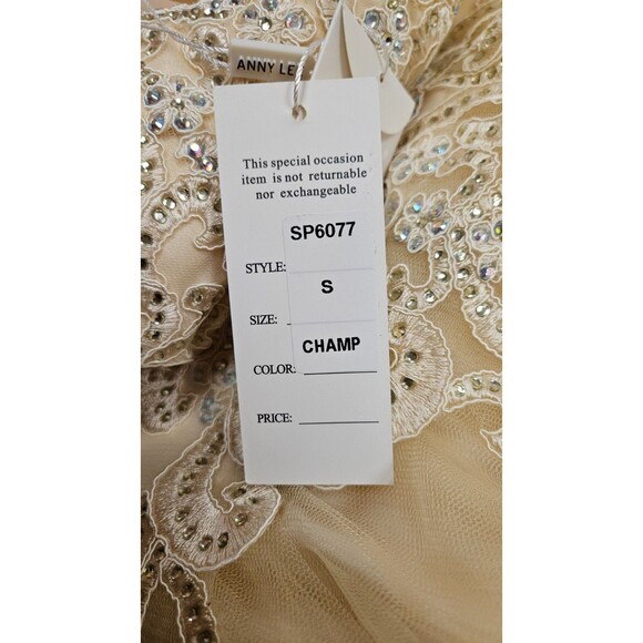 NWT Anny Lee Tan Sleeveless V Neck A Line Embroidered Zip Women's Dress Size S - Picture 7 of 14